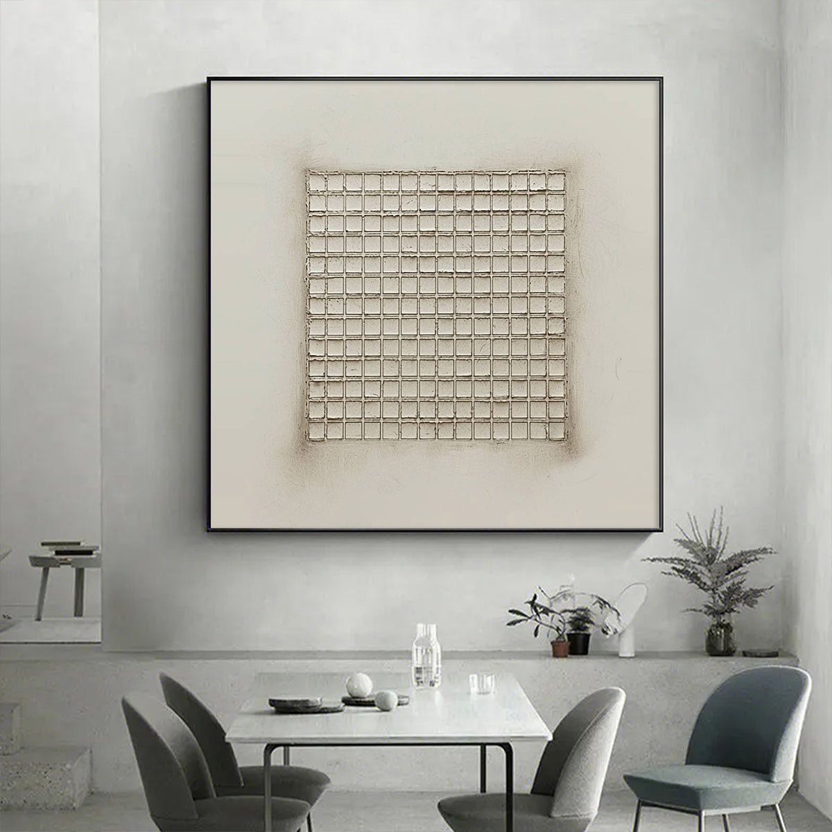 Ordered Chaos – Wabi-Sabi Geometric Oil Painting, view 3