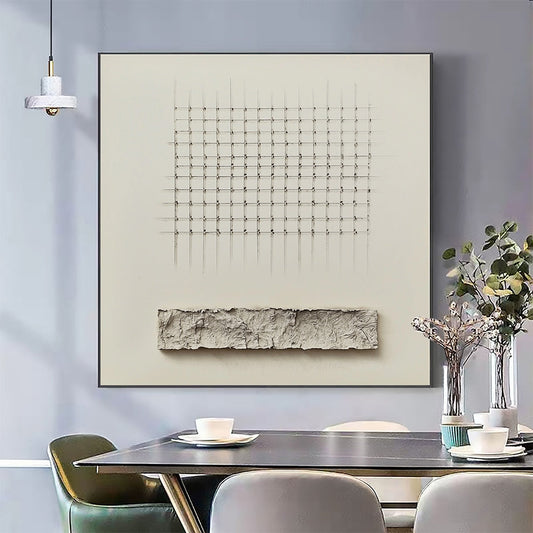 Order & Texture – Wabi-Sabi Geometric Acrylic Painting, view 2