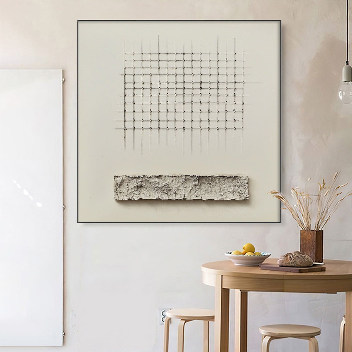 Order & Texture – Wabi-Sabi Geometric Acrylic Painting, view 3
