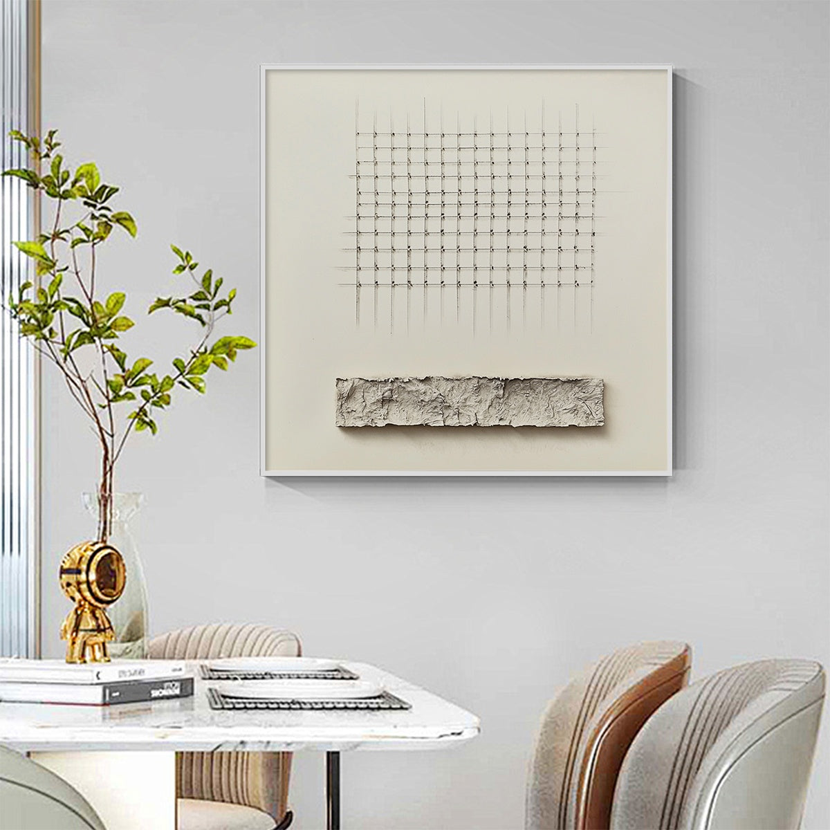 Order & Texture – Wabi-Sabi Geometric Acrylic Painting, view 5