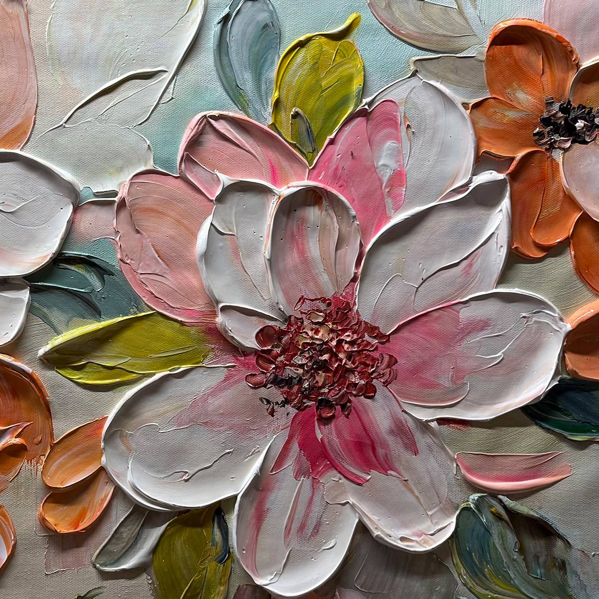 Peach Blossom – Floral Impasto Painting, view 4
