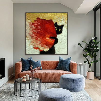 Peekaboo – Cat Impasto Oil Painting, view 2