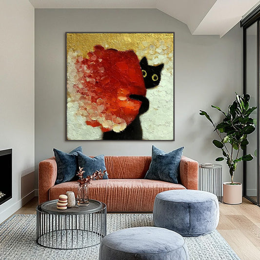 Peekaboo – Cat Impasto Oil Painting, view 2