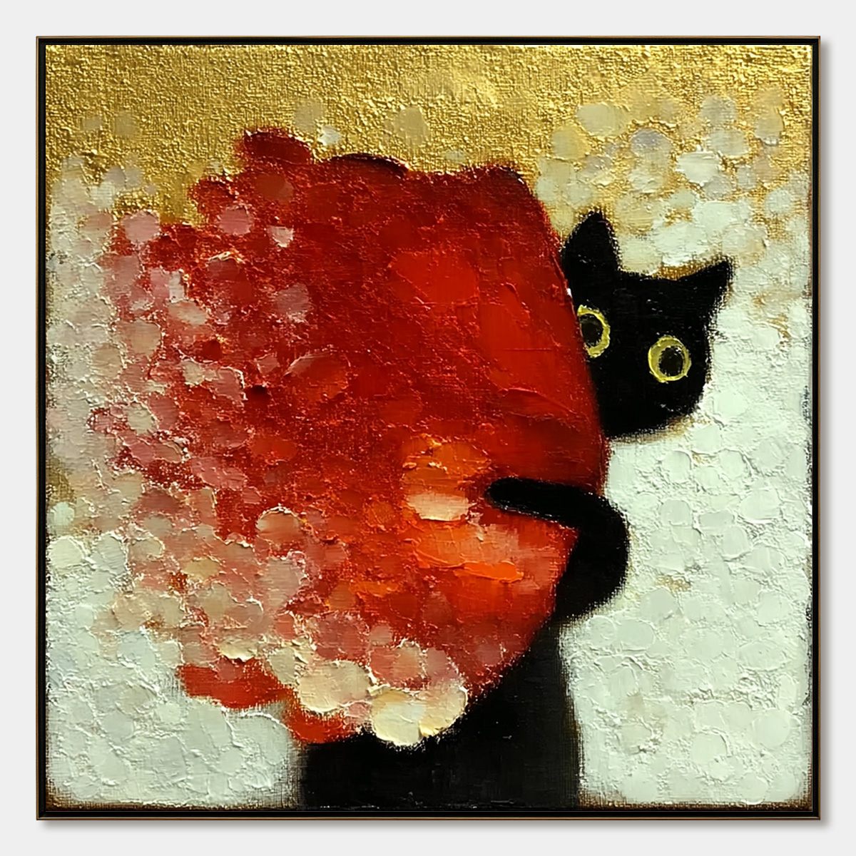 Peekaboo – Cat Impasto Oil Painting, view 1