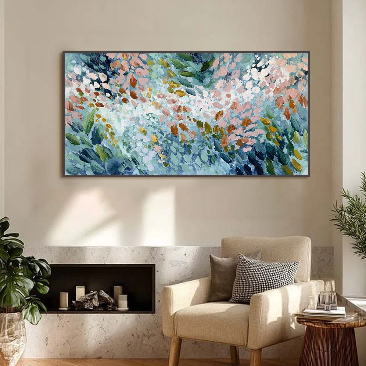 Petal Cascade – Floral Impasto Painting, view 2