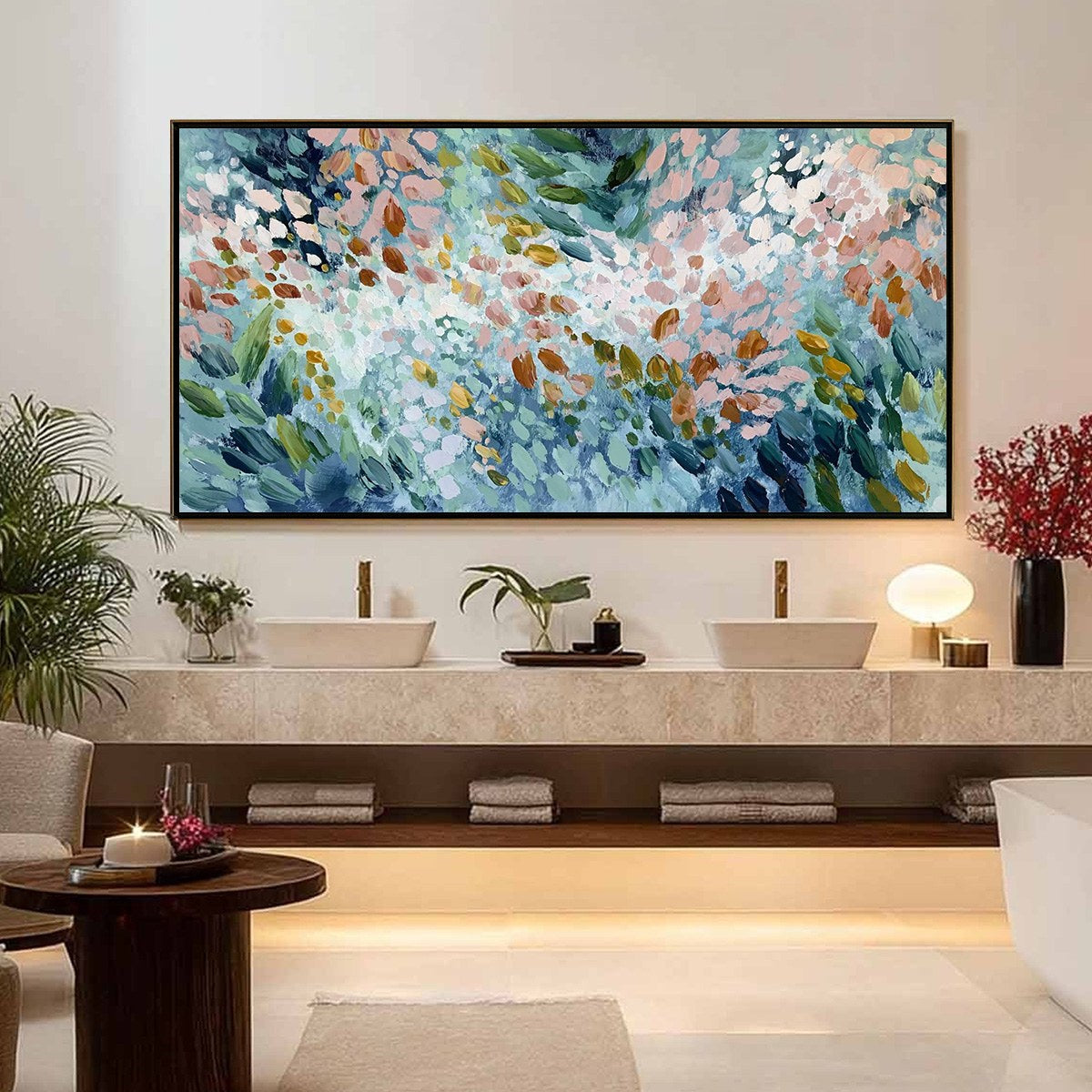 Petal Cascade – Floral Impasto Painting, view 4