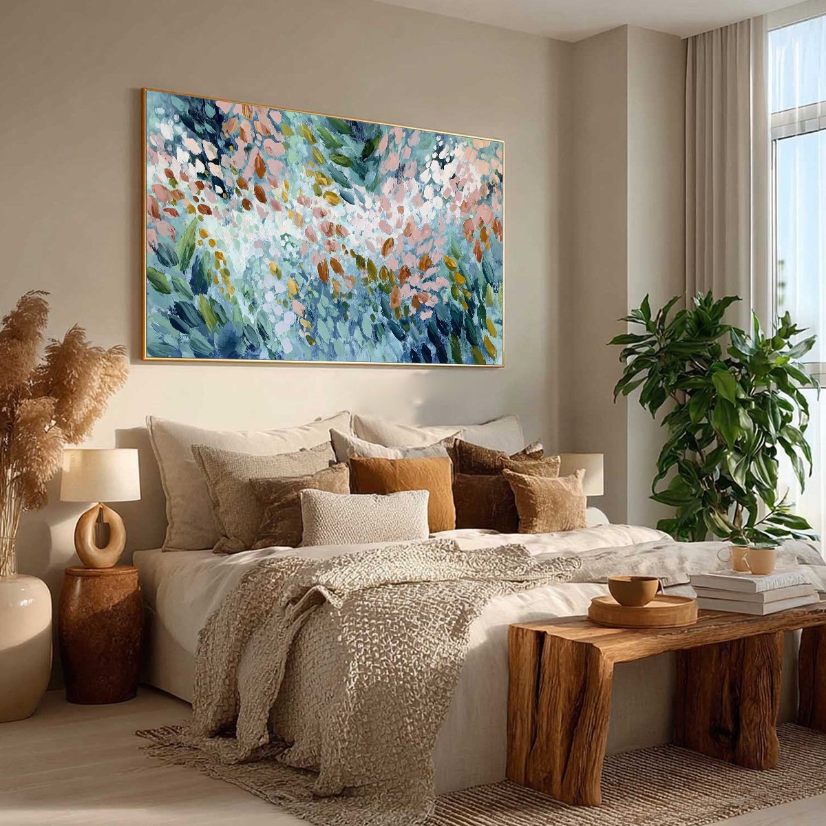 Colorful Abstract Floral Impasto Painting – Petal Cascade