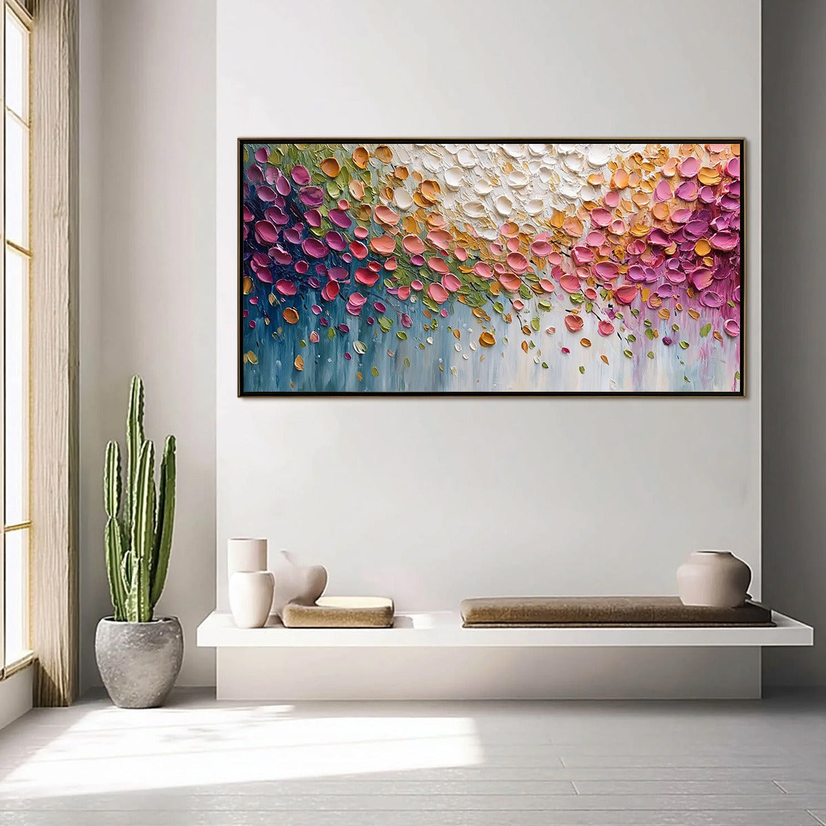 Petal Cascade – Floral Impasto Painting, view 4