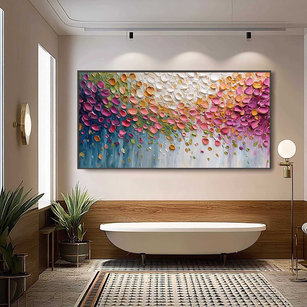 Colorful Floral Impasto Painting – Petal Cascade