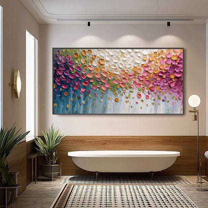 Colorful Floral Impasto Painting – Petal Cascade