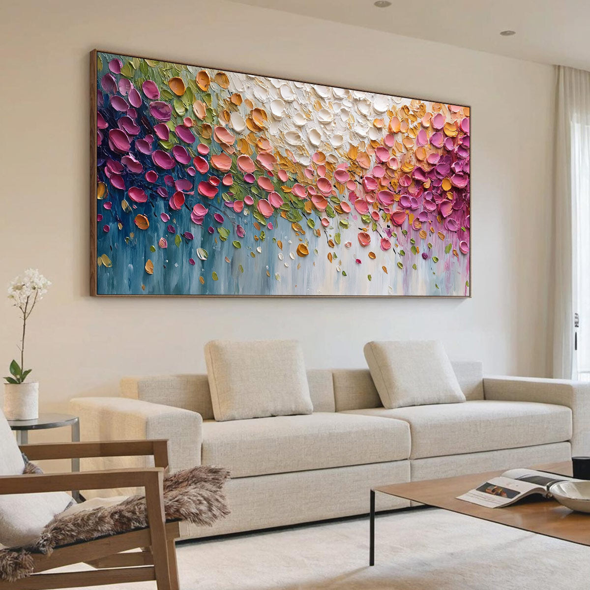 Colorful Floral Impasto Painting – Petal Cascade