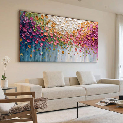 Colorful Floral Impasto Painting – Petal Cascade