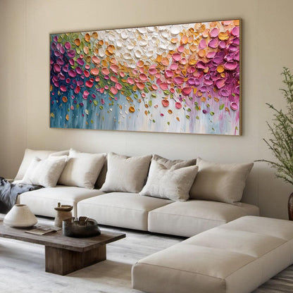 Colorful Floral Impasto Painting – Petal Cascade