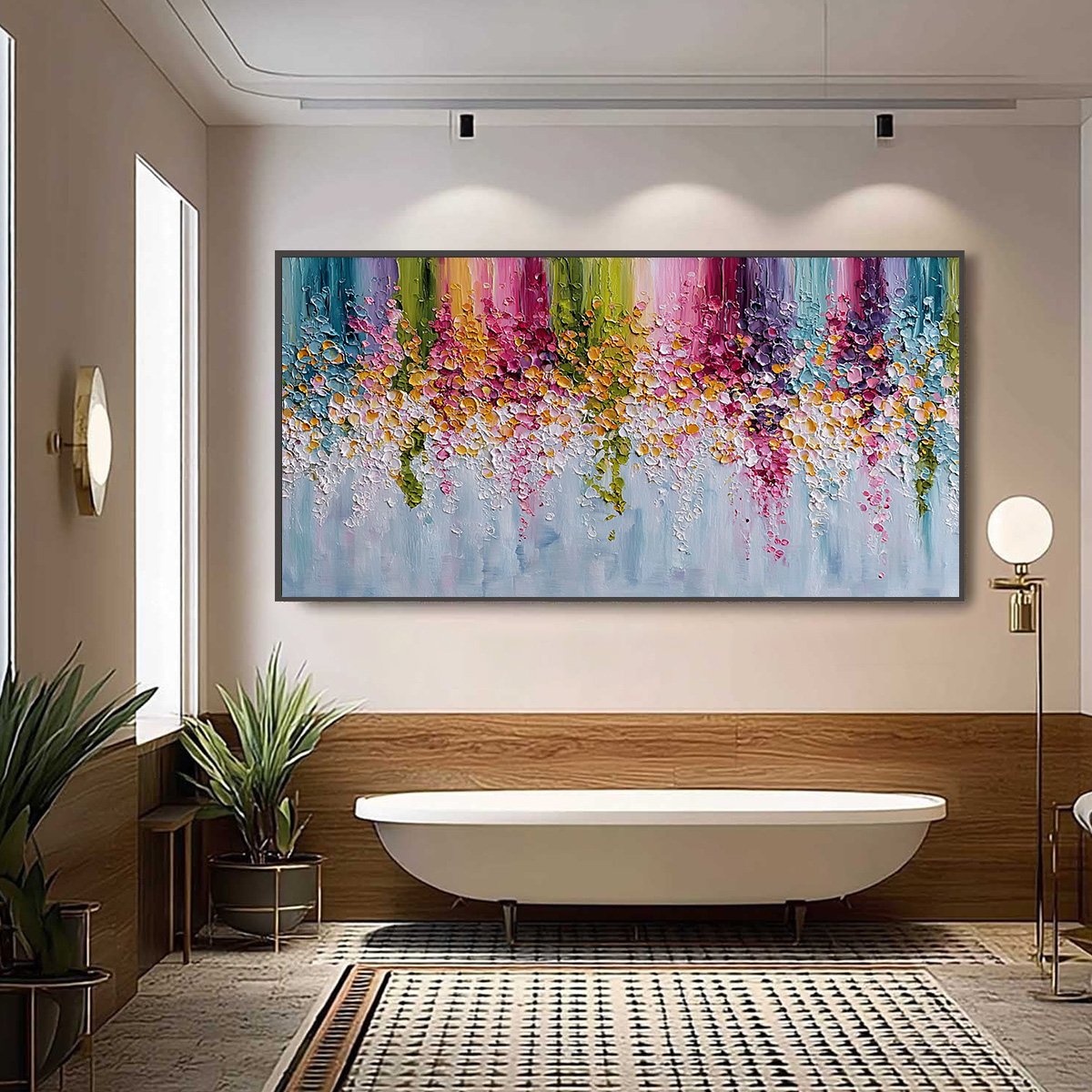 Abstract Floral Impasto Painting – Petal Rain