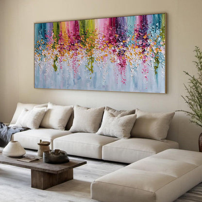 Abstract Floral Impasto Painting – Petal Rain
