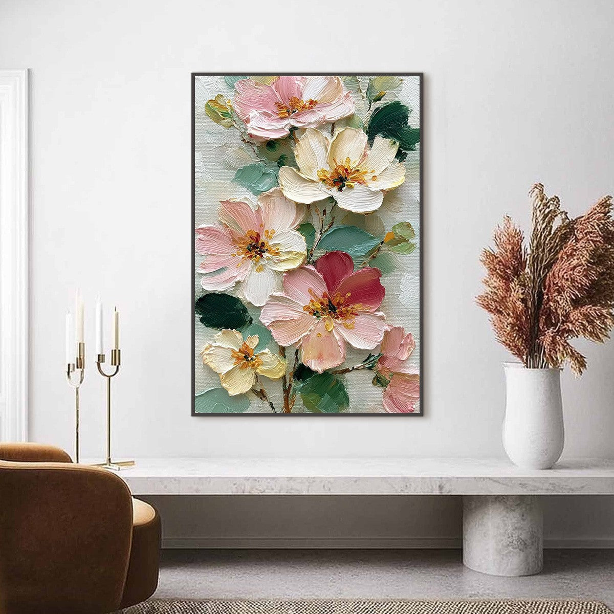 Petal Serenade – Floral Impasto Oil Painting, view 4