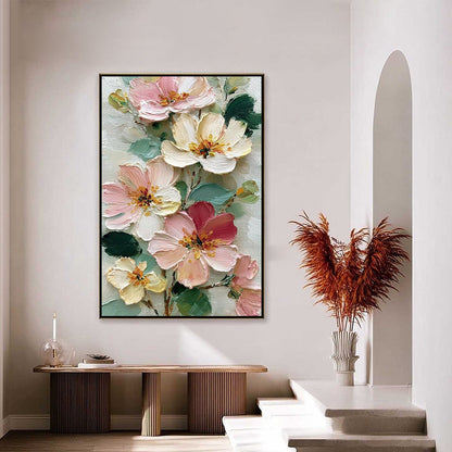 White Floral Impasto Oil Painting – Petal Serenade