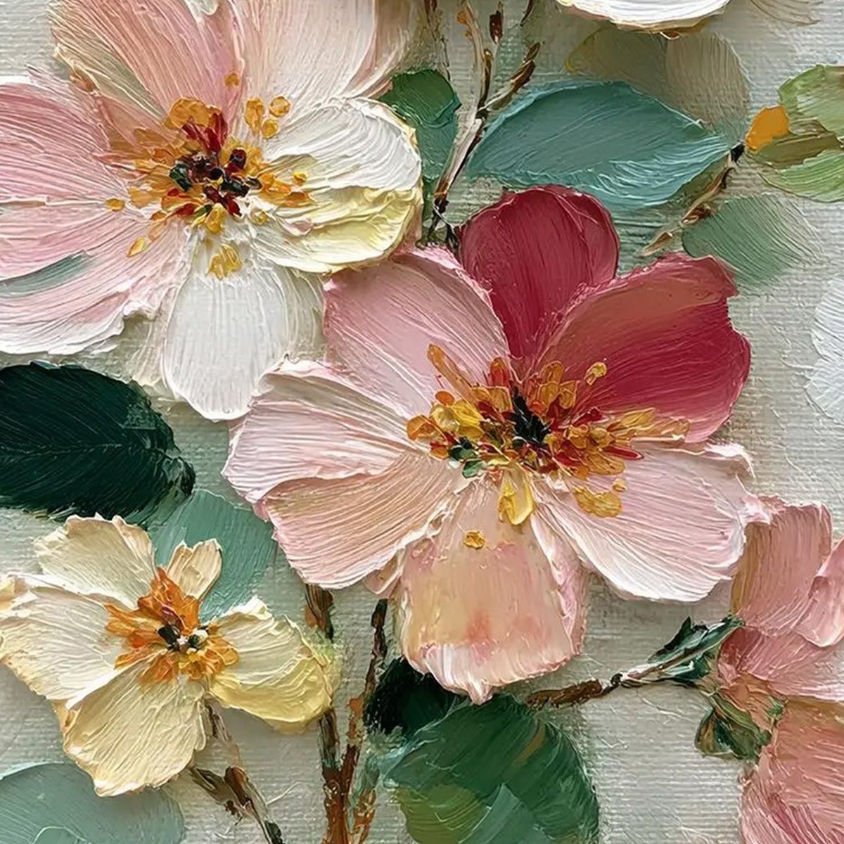 Petal Serenade – Floral Impasto Oil Painting, view 5