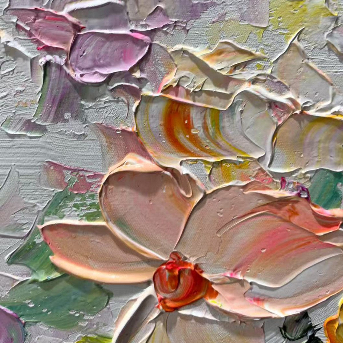 Lavender Floral Impasto Painting – Petal Rain