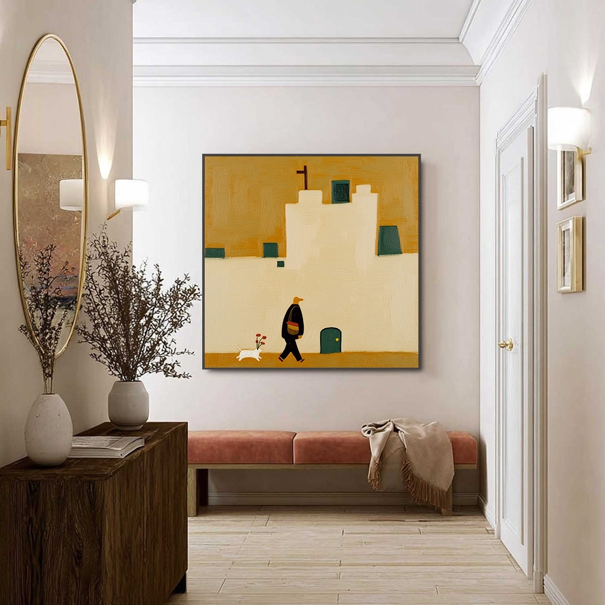 Minimalist Figurative Oil Painting – Pilgrim'S Path