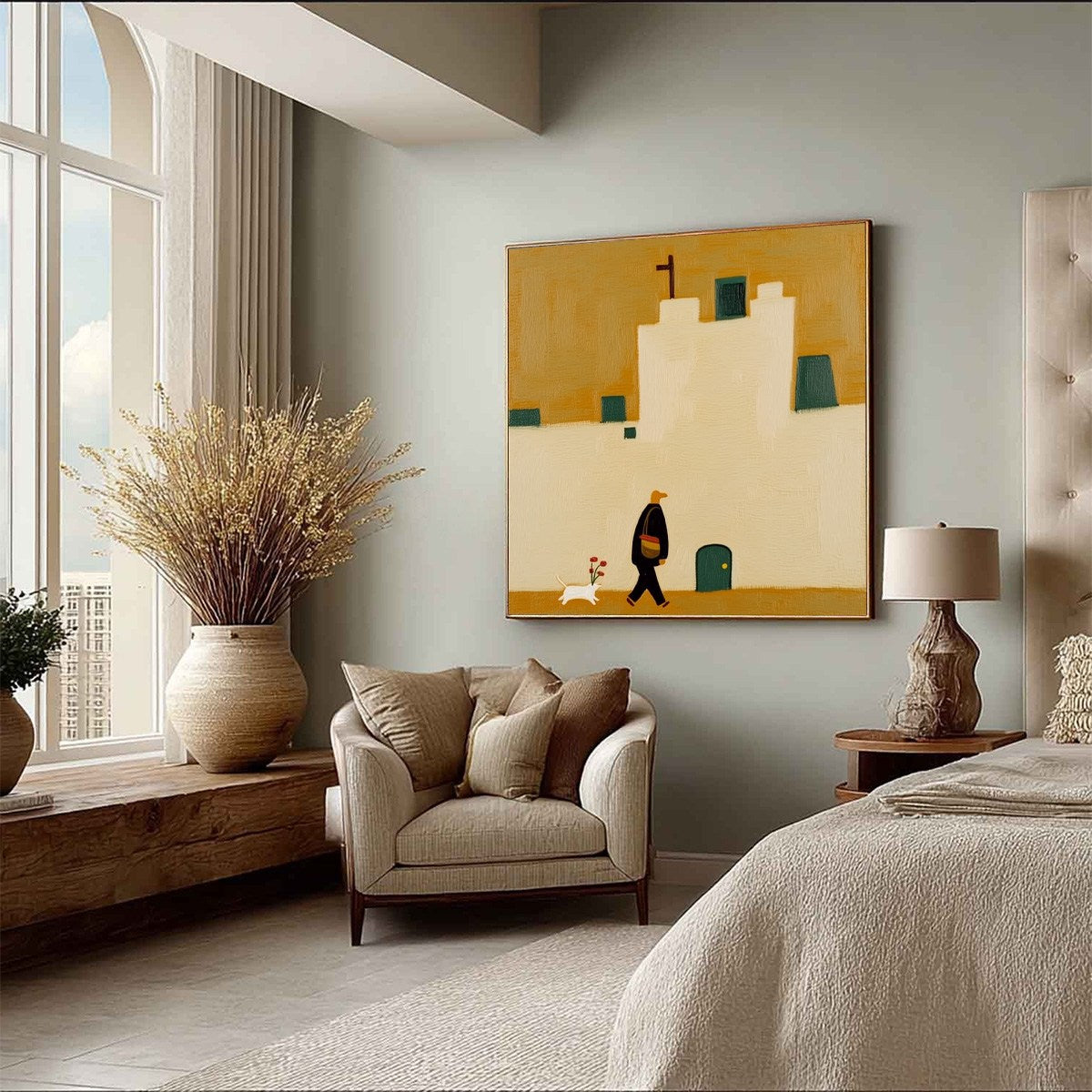 Minimalist Figurative Oil Painting – Pilgrim'S Path