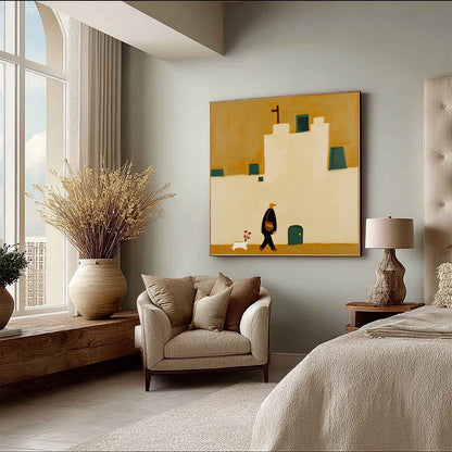 Minimalist Figurative Oil Painting – Pilgrim'S Path
