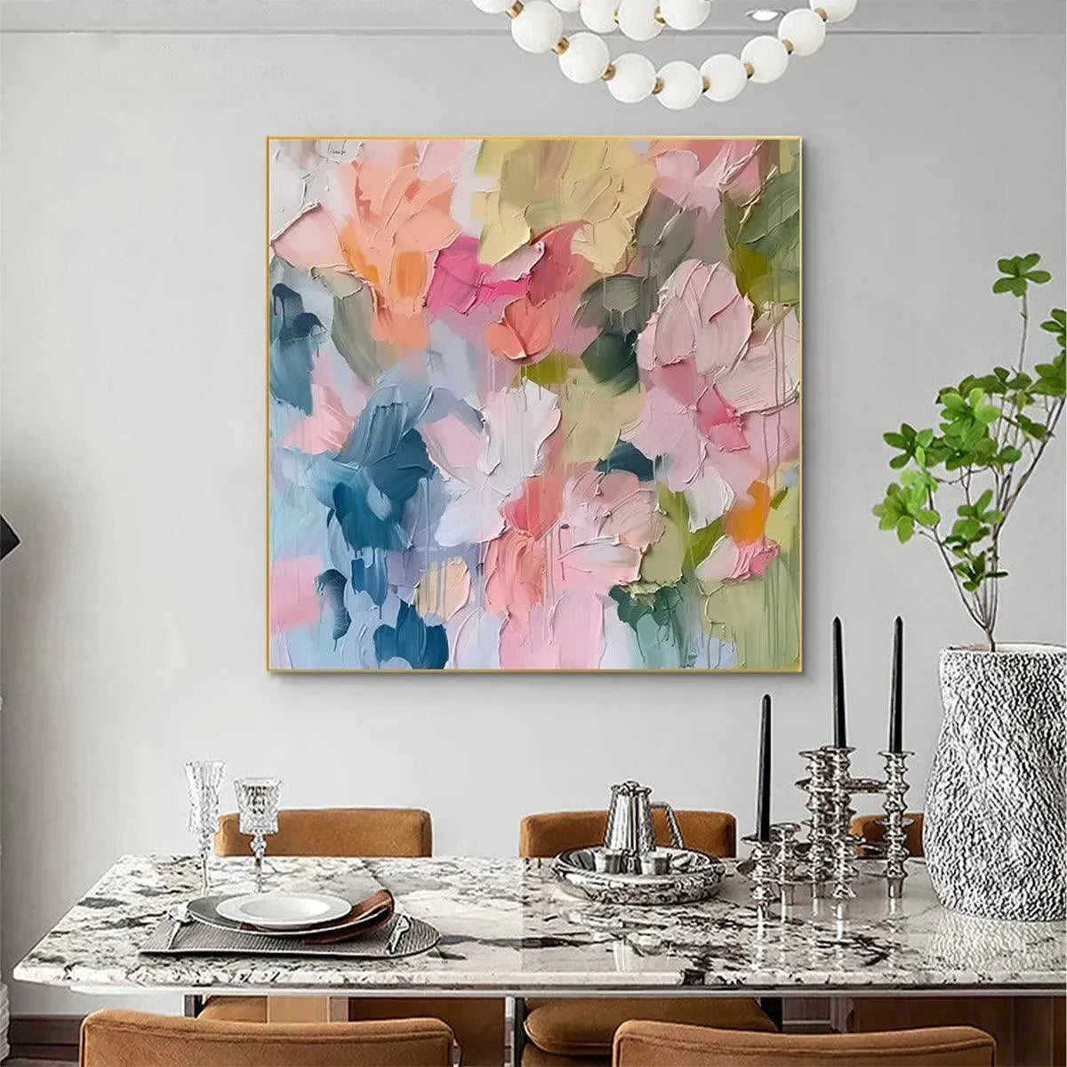 Abstract Floral Impasto Painting – Pastel Dream