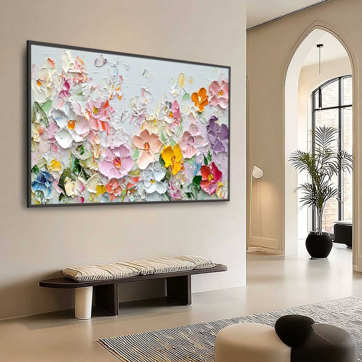 Lavender Floral Impasto Painting – Petal Rain