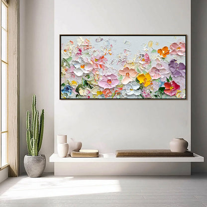 Lavender Floral Impasto Painting – Petal Rain