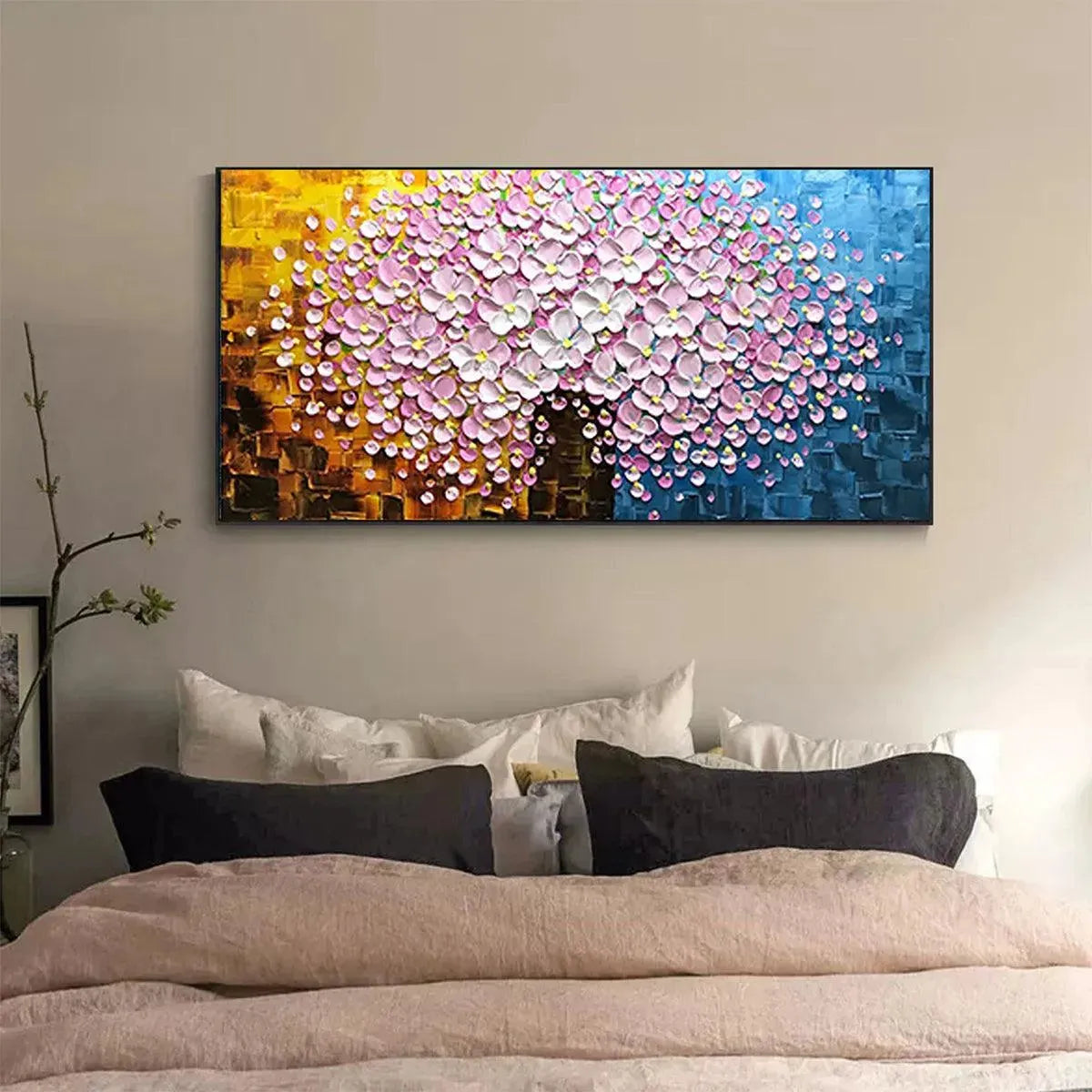 Pink Blossom Dream – Floral Impasto Painting, view 2