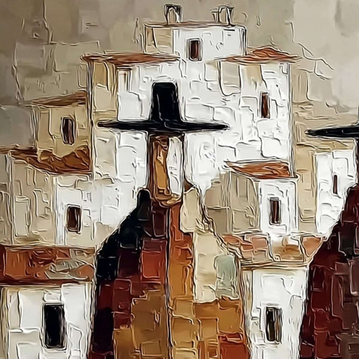 Pueblo Vigilantes – Figurative Impasto Oil Painting, view 5
