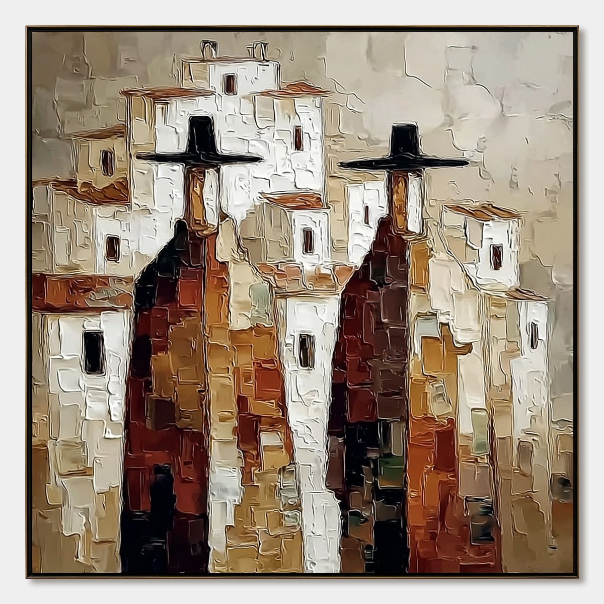 Pueblo Vigilantes – Figurative Impasto Oil Painting, view 1