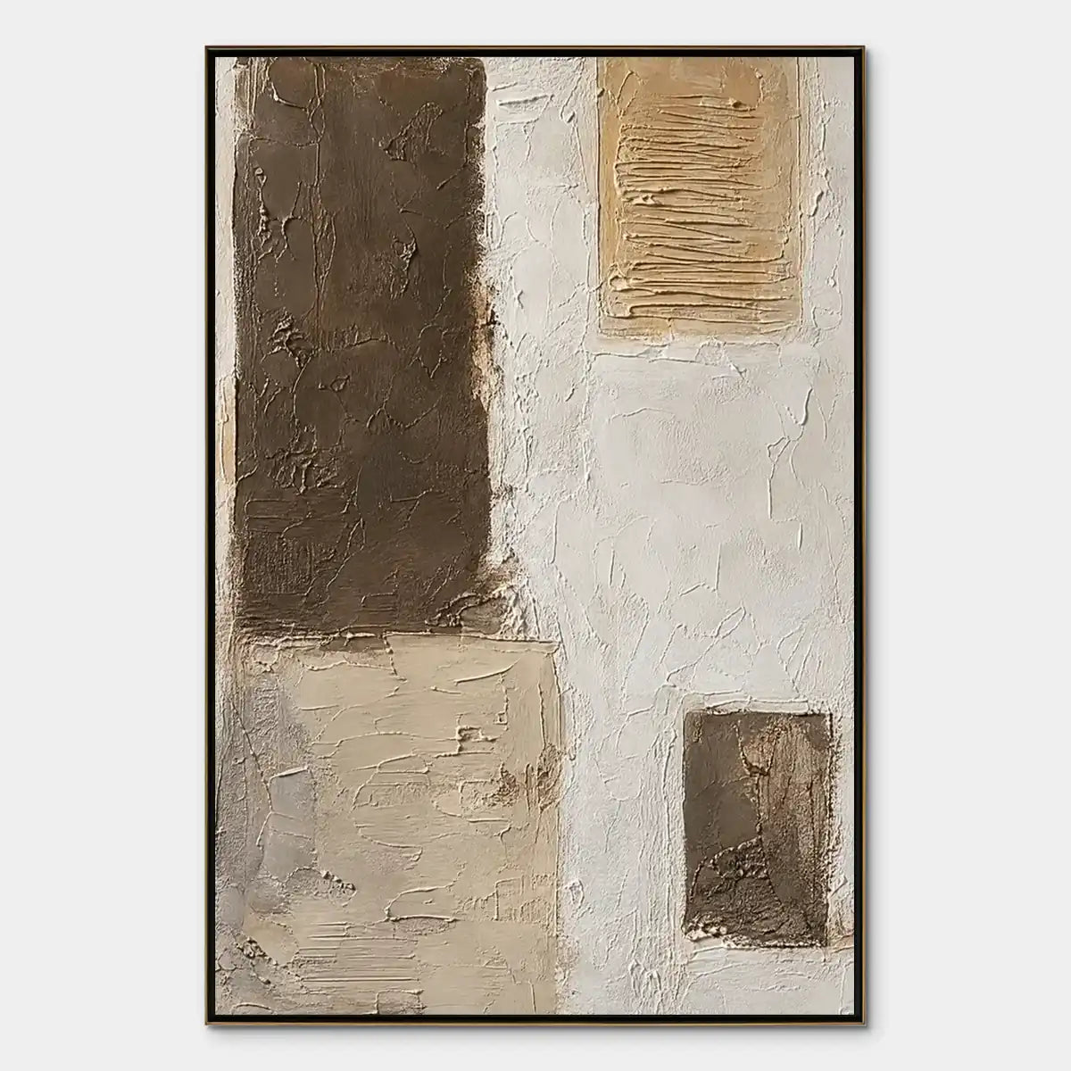 Quiet Blocks – Wabi-Sabi Abstract Oil Painting, view 1