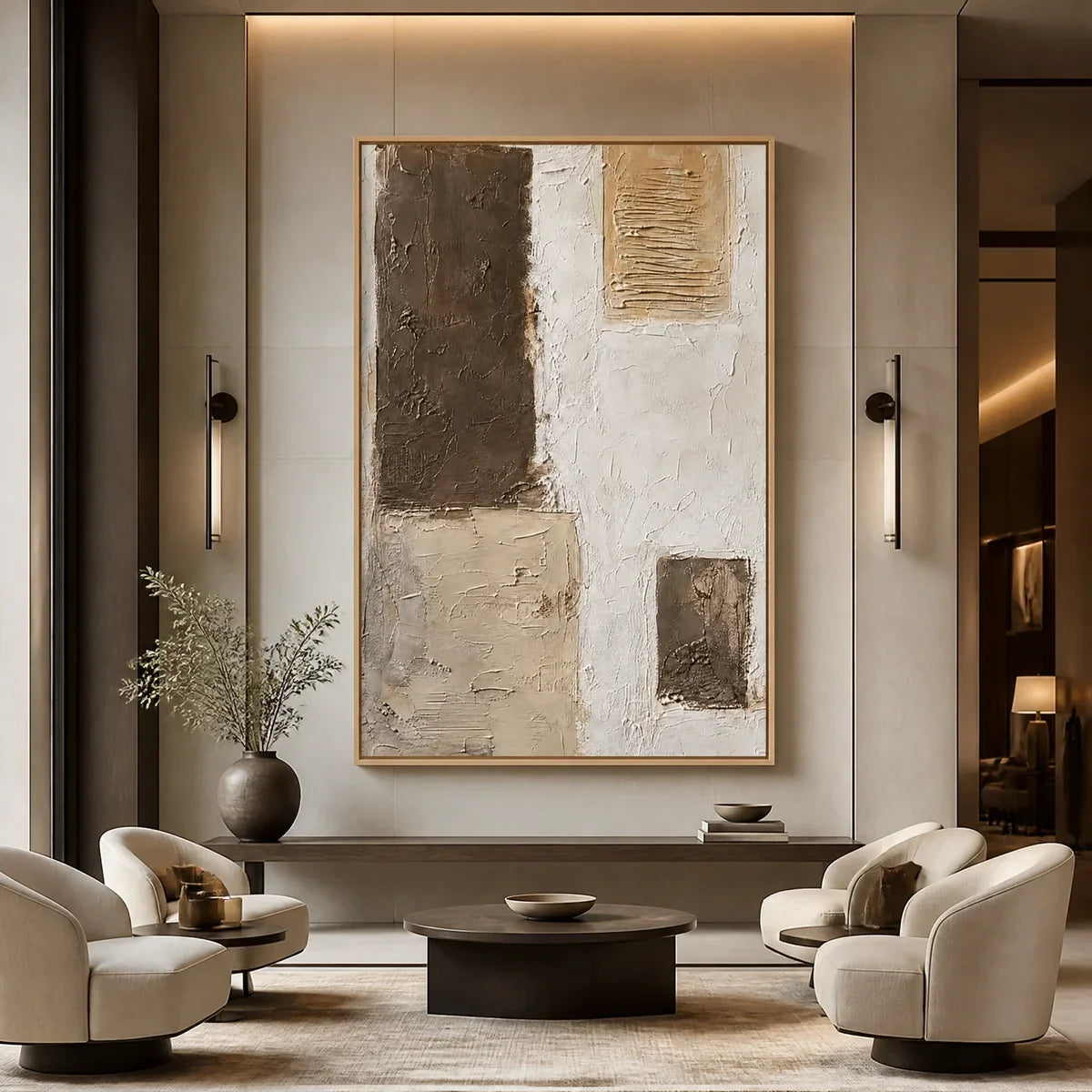 Wabi-Sabi Abstract Textured Oil Painting – Quiet Blocks
