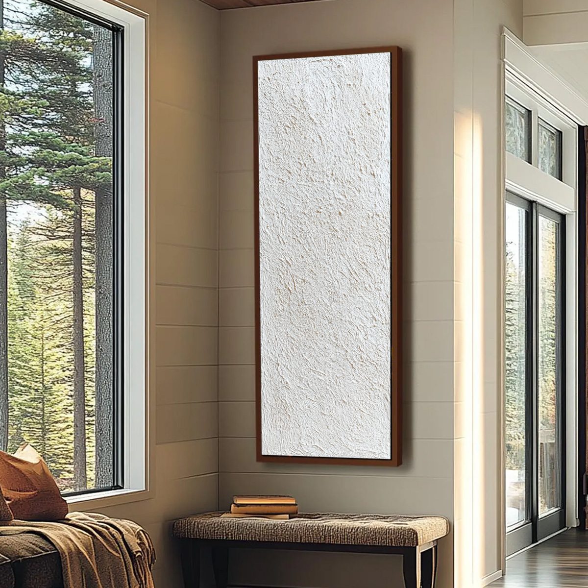 White and Beige Wabi-Sabi Abstract Impasto Oil Painting – Quiet Canvas