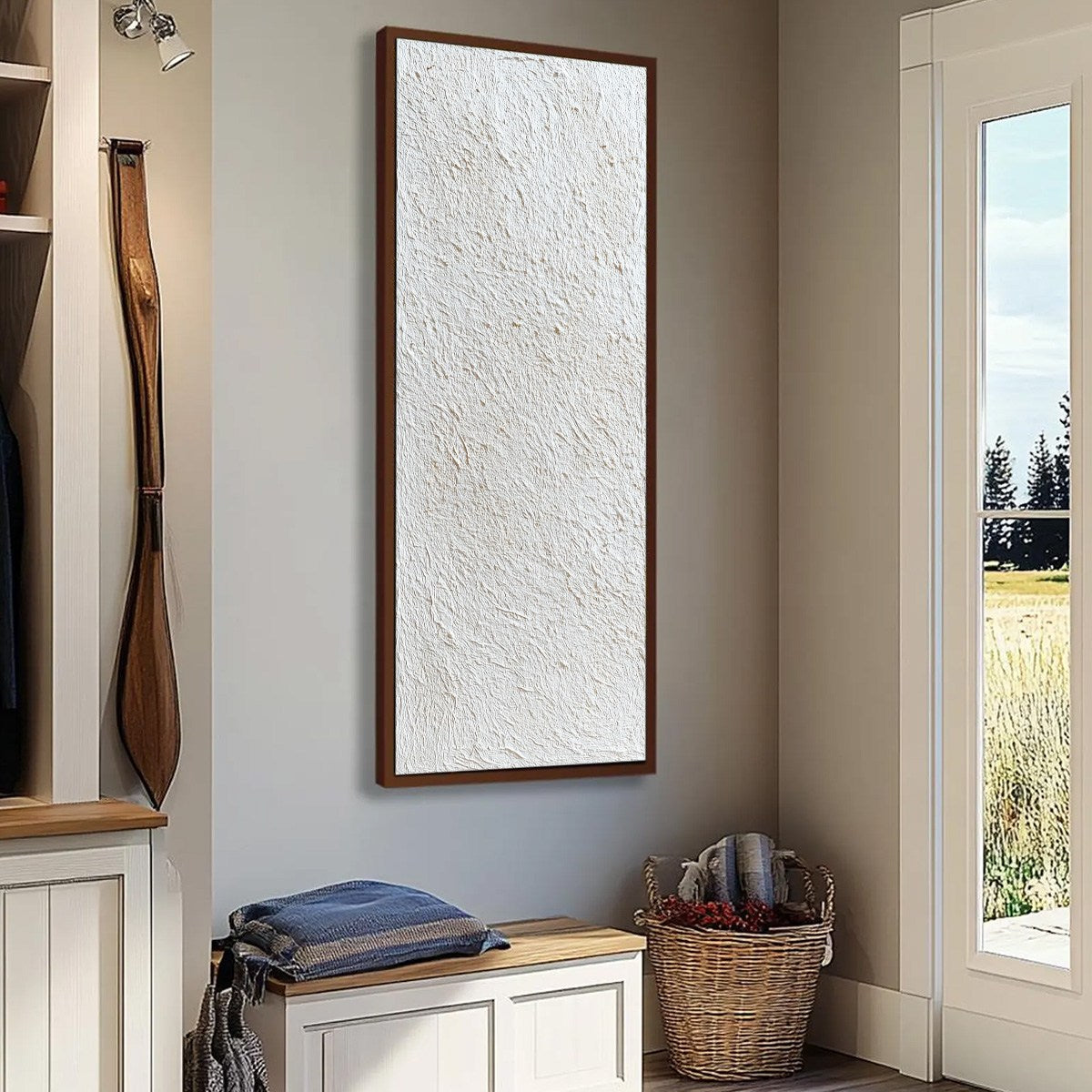 White and Beige Wabi-Sabi Abstract Impasto Oil Painting – Quiet Canvas