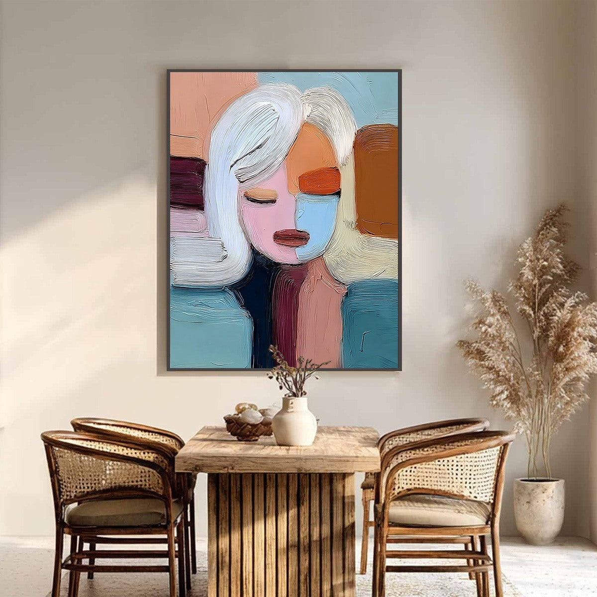 Abstract Figurative Impasto Oil Painting – Quiet Contemplation