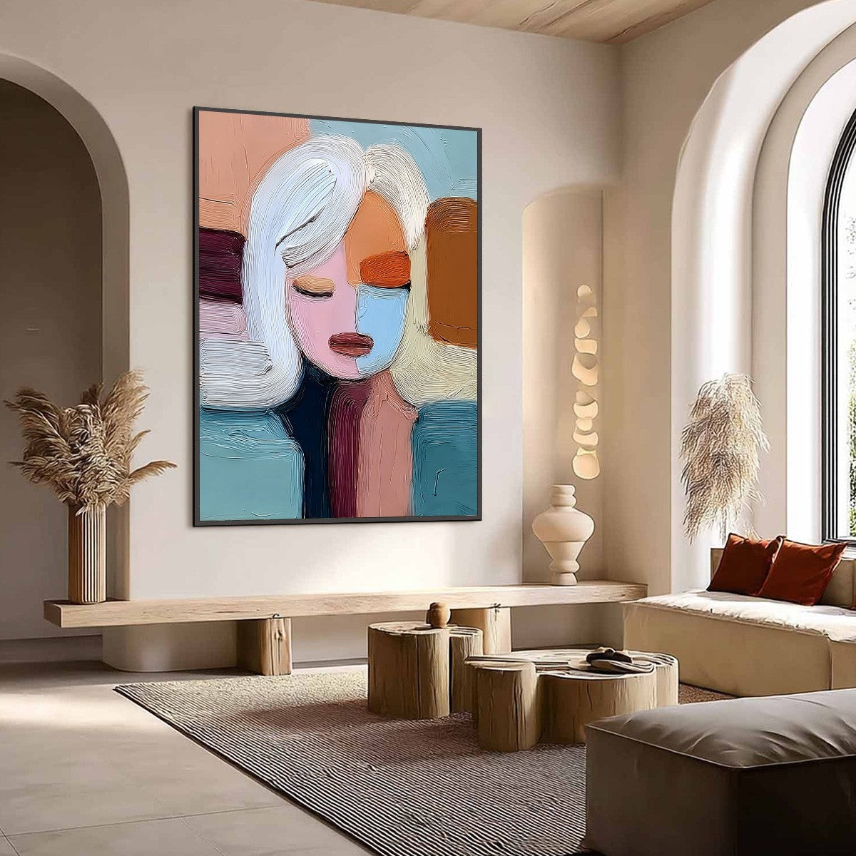 Abstract Figurative Impasto Oil Painting – Quiet Contemplation