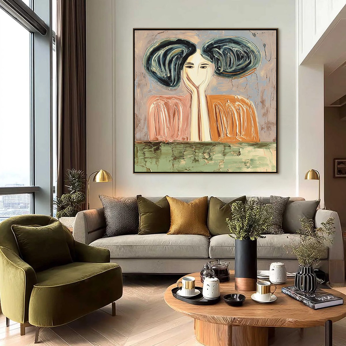 Figurative Impasto Oil Painting – Quiet Contemplation