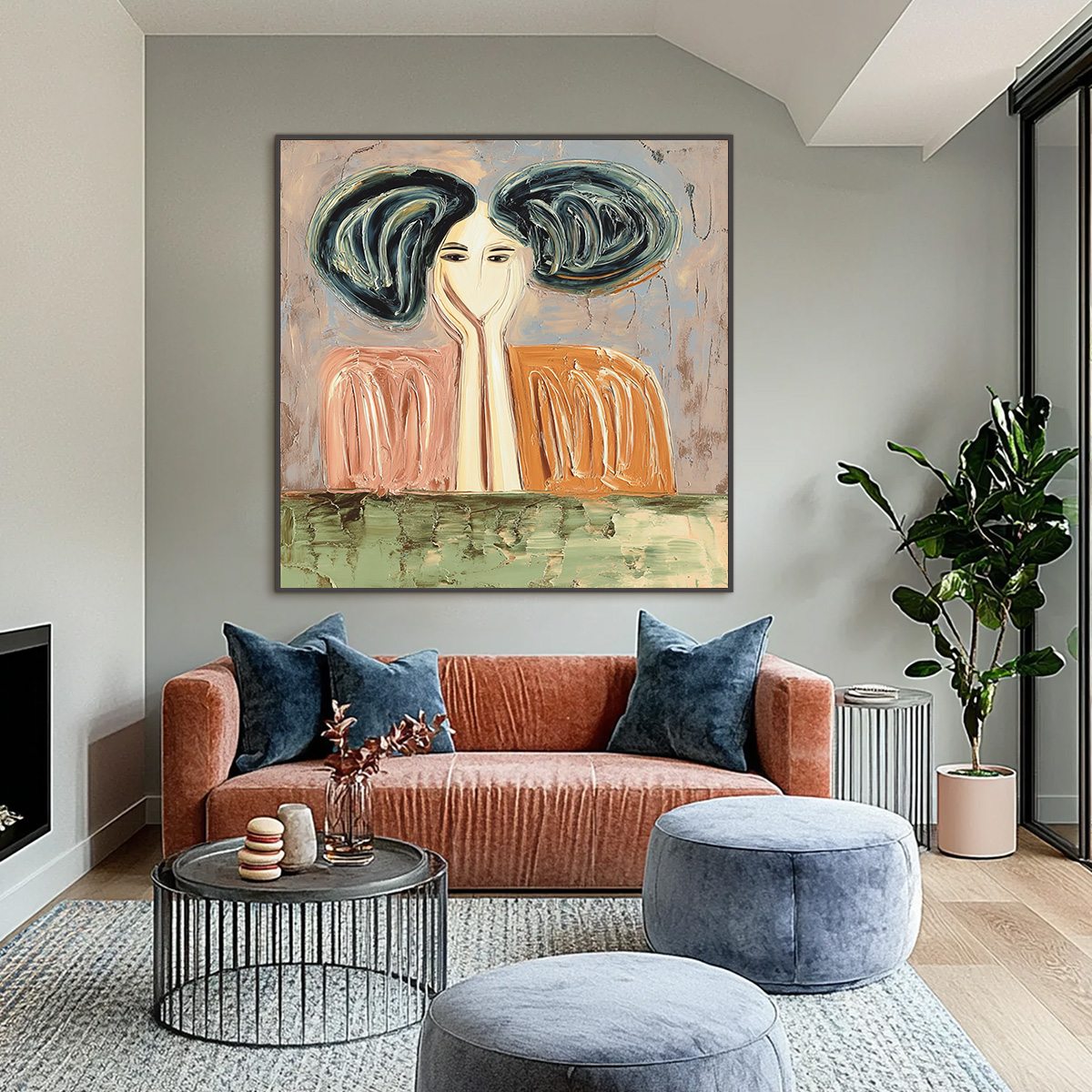Quiet Contemplation – Figurative Impasto Oil Painting, view 2