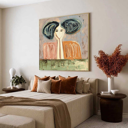 Figurative Impasto Oil Painting – Quiet Contemplation