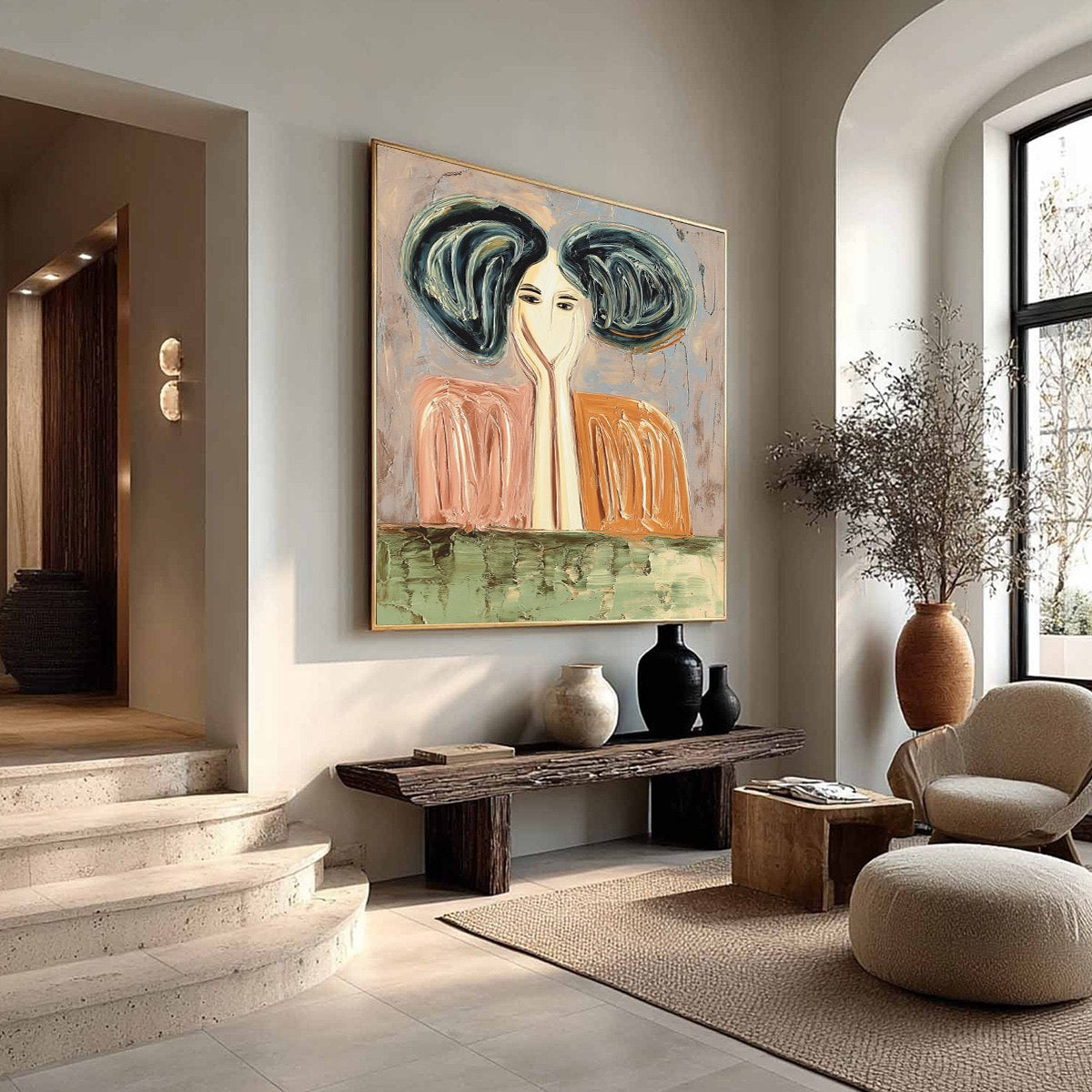 Figurative Impasto Oil Painting – Quiet Contemplation