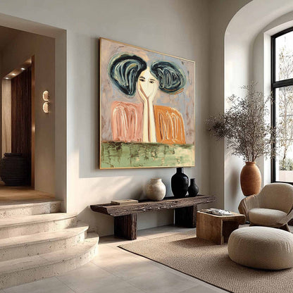Figurative Impasto Oil Painting – Quiet Contemplation