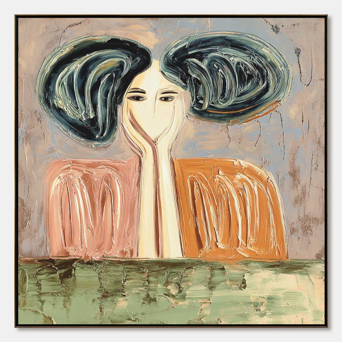 Quiet Contemplation – Figurative Impasto Oil Painting, view 1