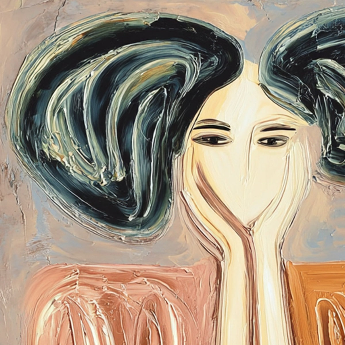 Quiet Contemplation – Figurative Impasto Oil Painting, view 3
