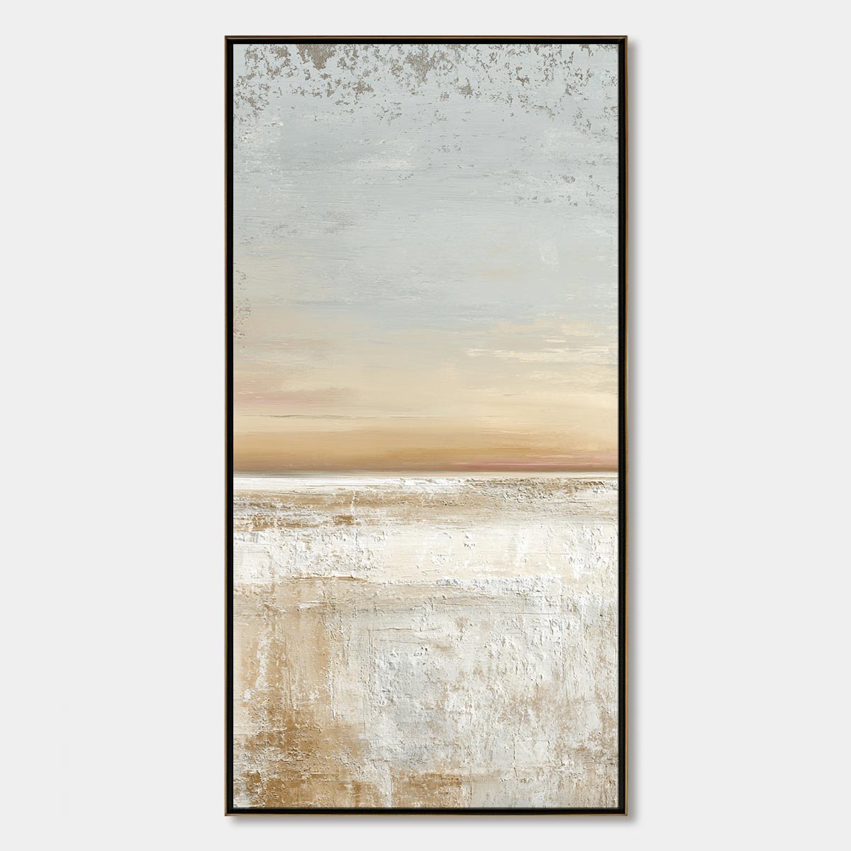 Quiet Shore hand-painted white, beige and sand textured coastal abstract painting rolled canvas option