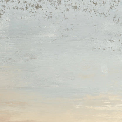 Quiet Shore hand-painted white, beige and sand textured coastal abstract painting shown with white frame