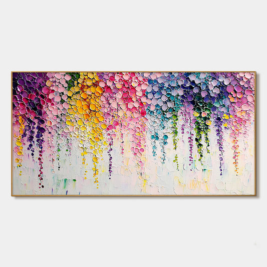 Rainbow Cascade – Floral Impasto Oil Painting, view 1