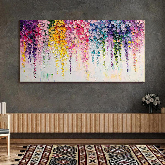 Rainbow Cascade – Floral Impasto Oil Painting, view 2