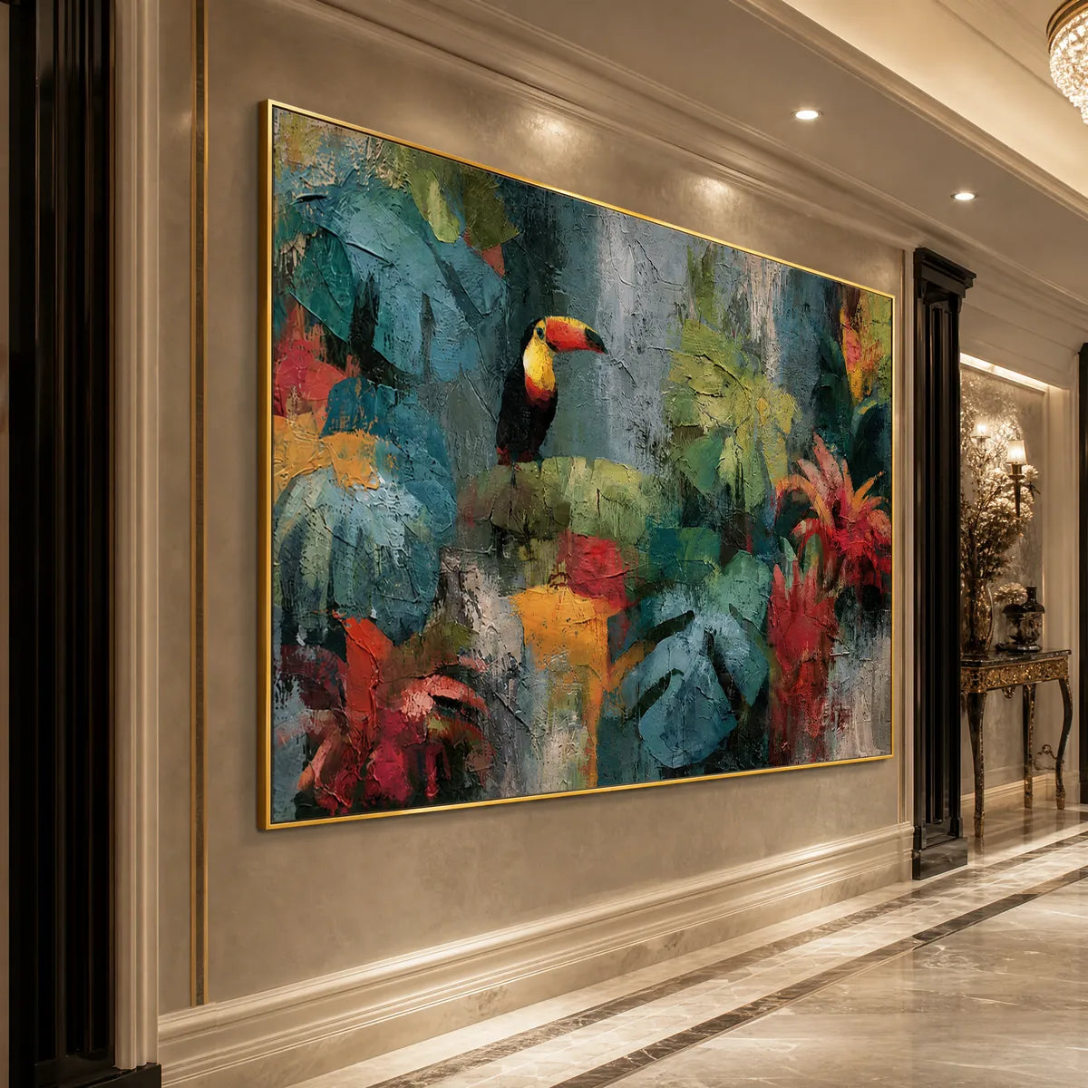 Rainforest Rhythm – Toucan Impasto Painting, view 4
